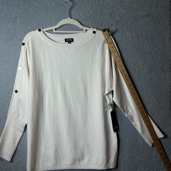 Jones New York Sweater Womens Large Cream Embellished Crew Neck Sweater NEW - Picture 5 of 10